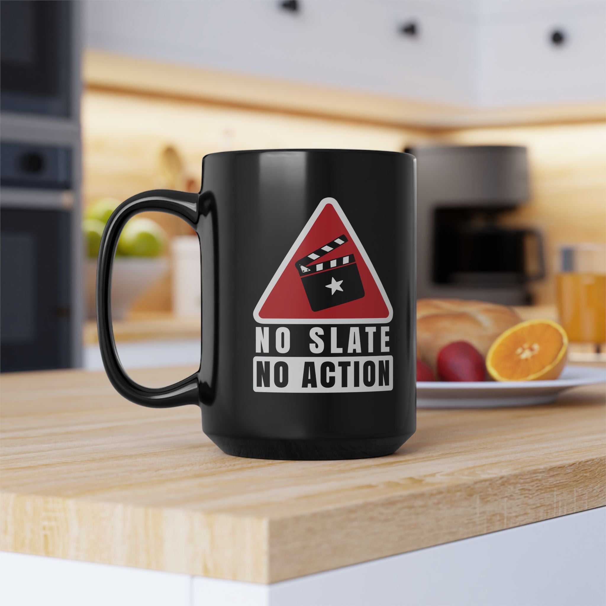 No Slate No Action Black Mug, 15oz