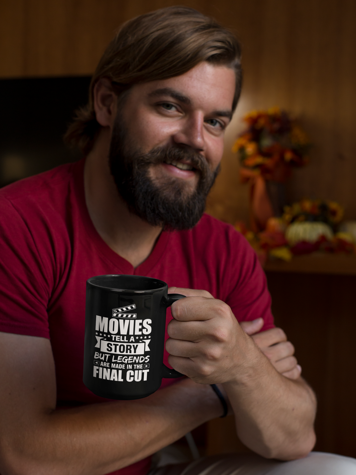 Movies Tell a Story But Legends are Made in the Final Cut Black Mug, 15oz