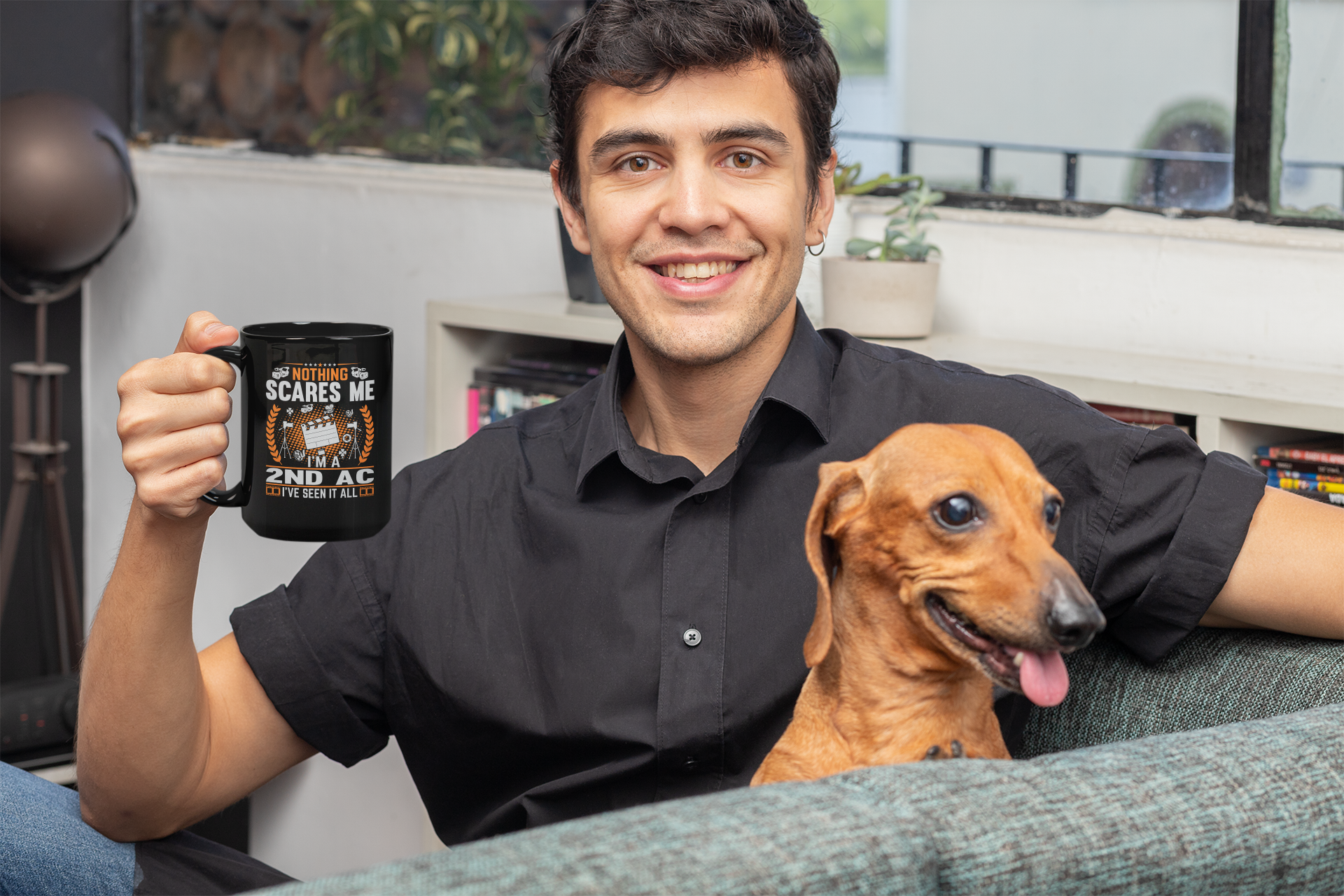 Nothing Scares Me I'm a 2nd AC I've Seen it All Black Mug, 15oz