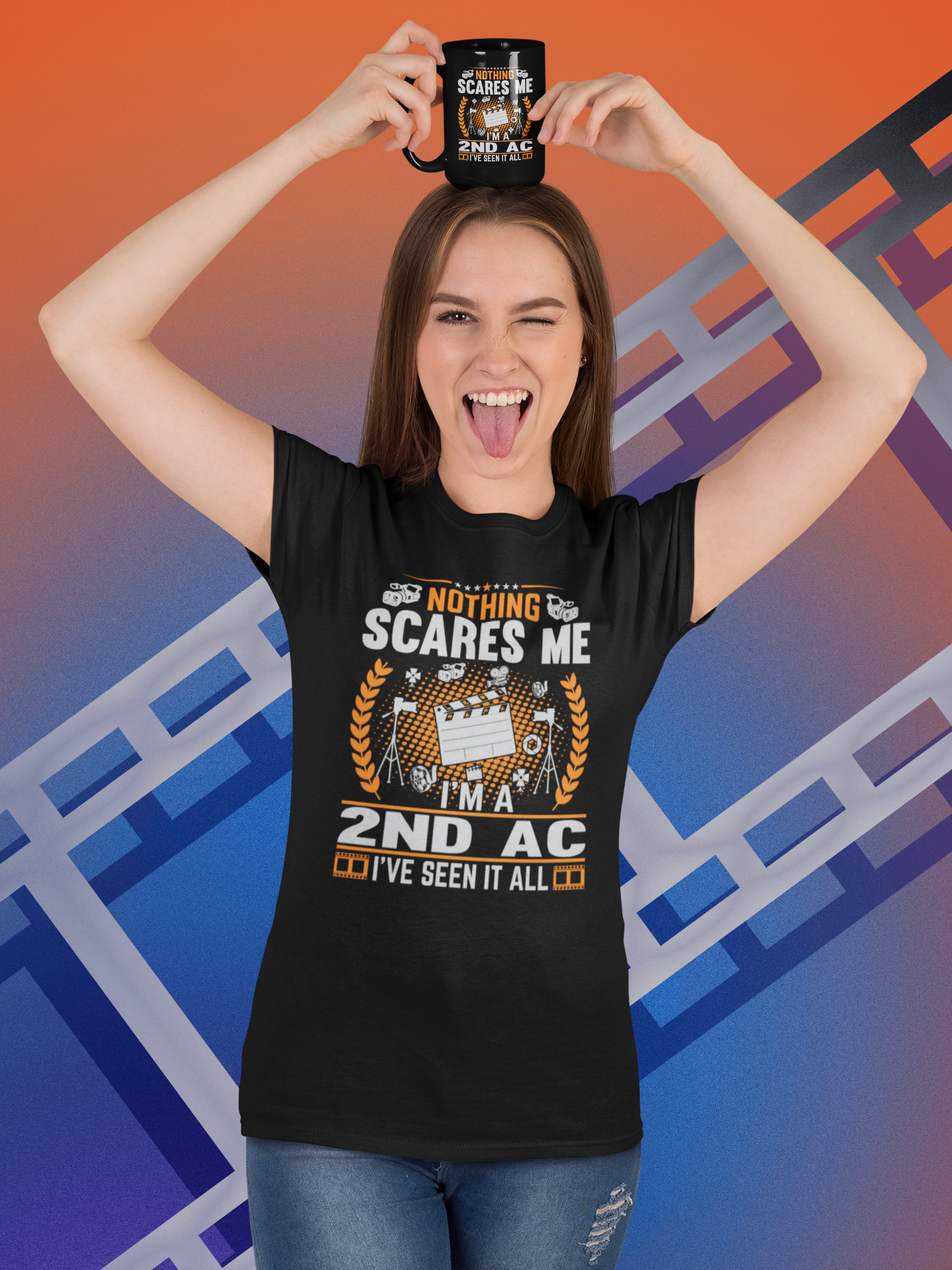 Nothing Scares Me I'm a 2nd AC I've Seen it All Black Mug, 15oz