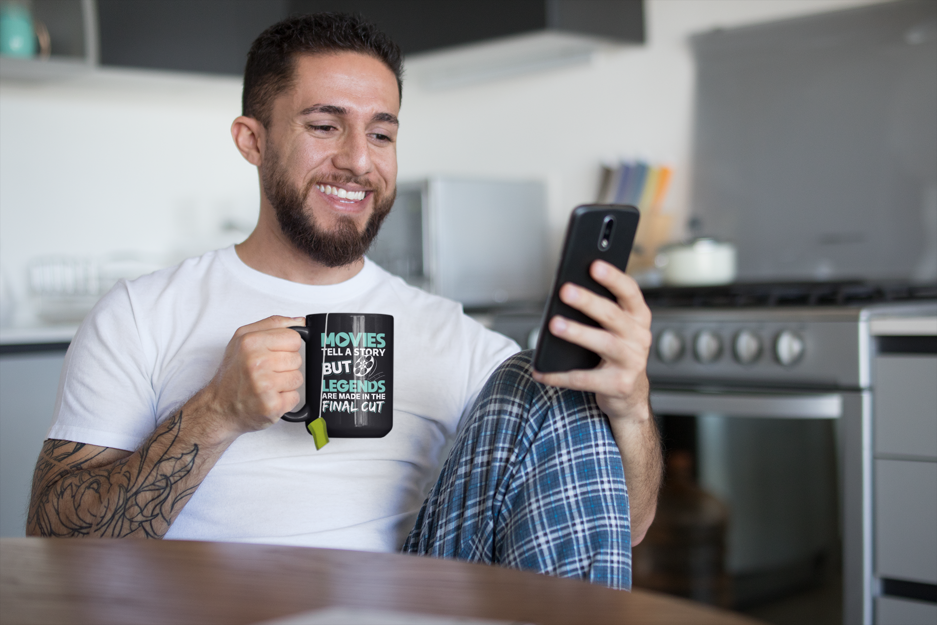 Movies Tell a Story But Legends are Made in the Final Cut Teal Black Mug, 15oz