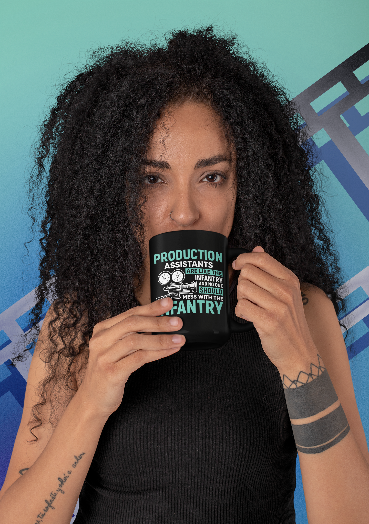 Production Assistants Are Like the Infantry Black Mug, 15oz