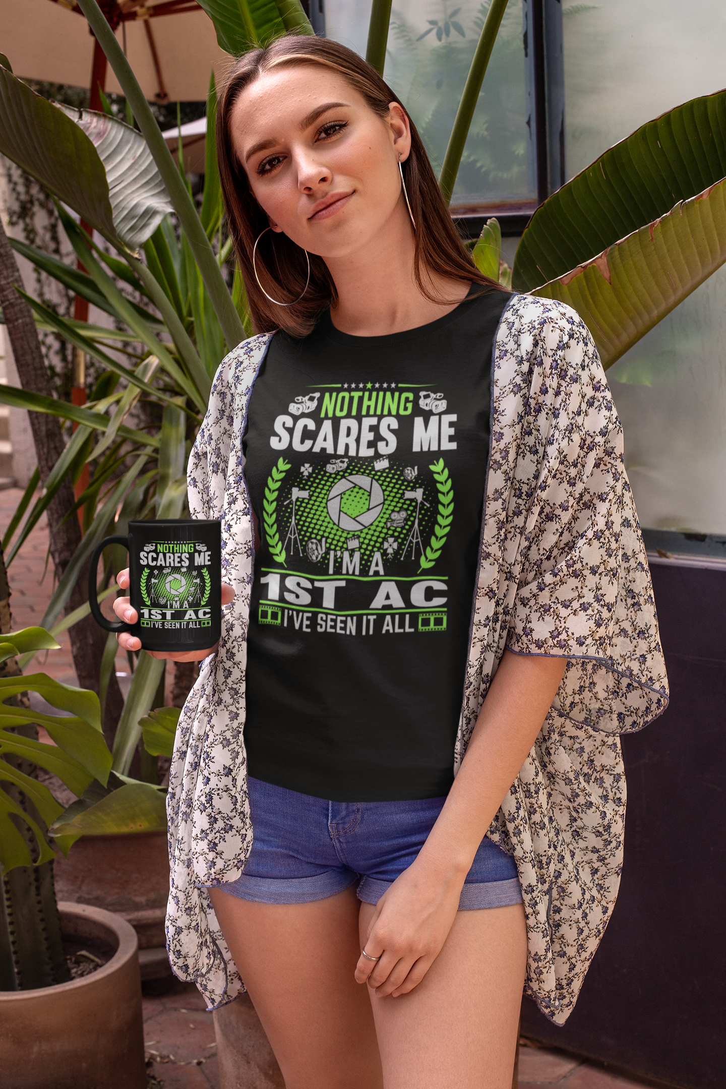 Nothing Scares Me I'm a 1st AC I've Seen it All Black Mug, 15oz