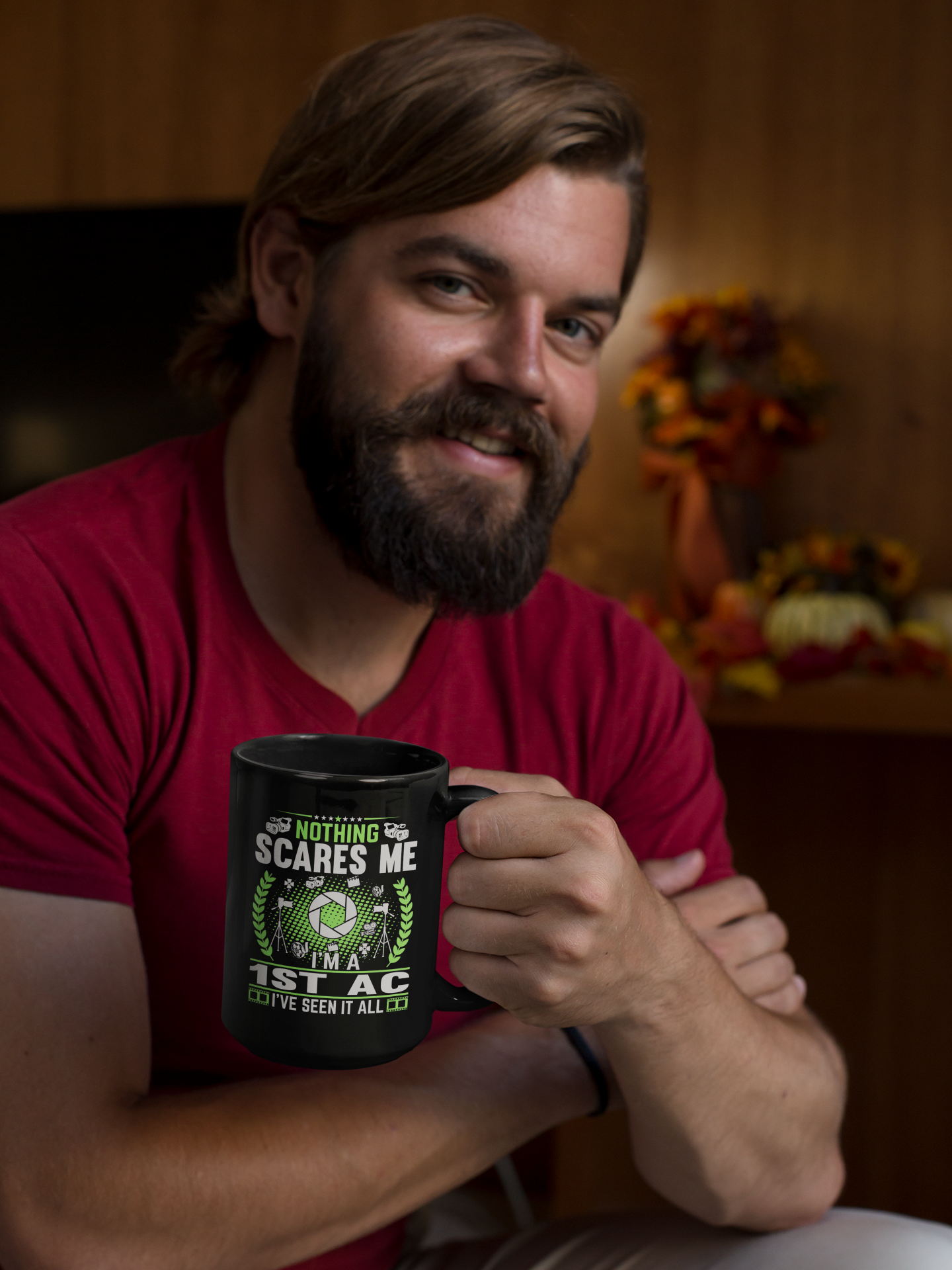 Nothing Scares Me I'm a 1st AC I've Seen it All Black Mug, 15oz