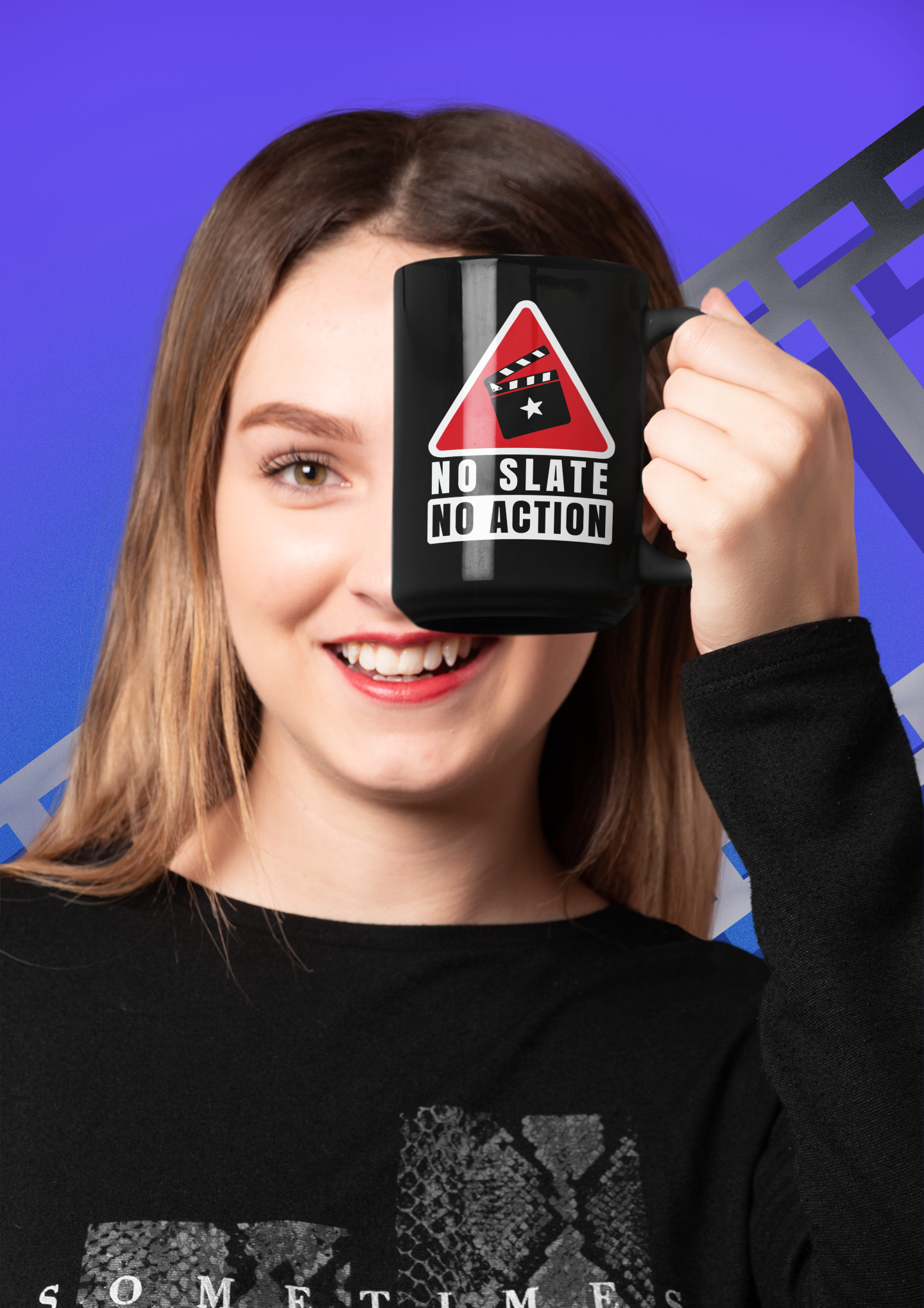 No Slate No Action Black Mug, 15oz