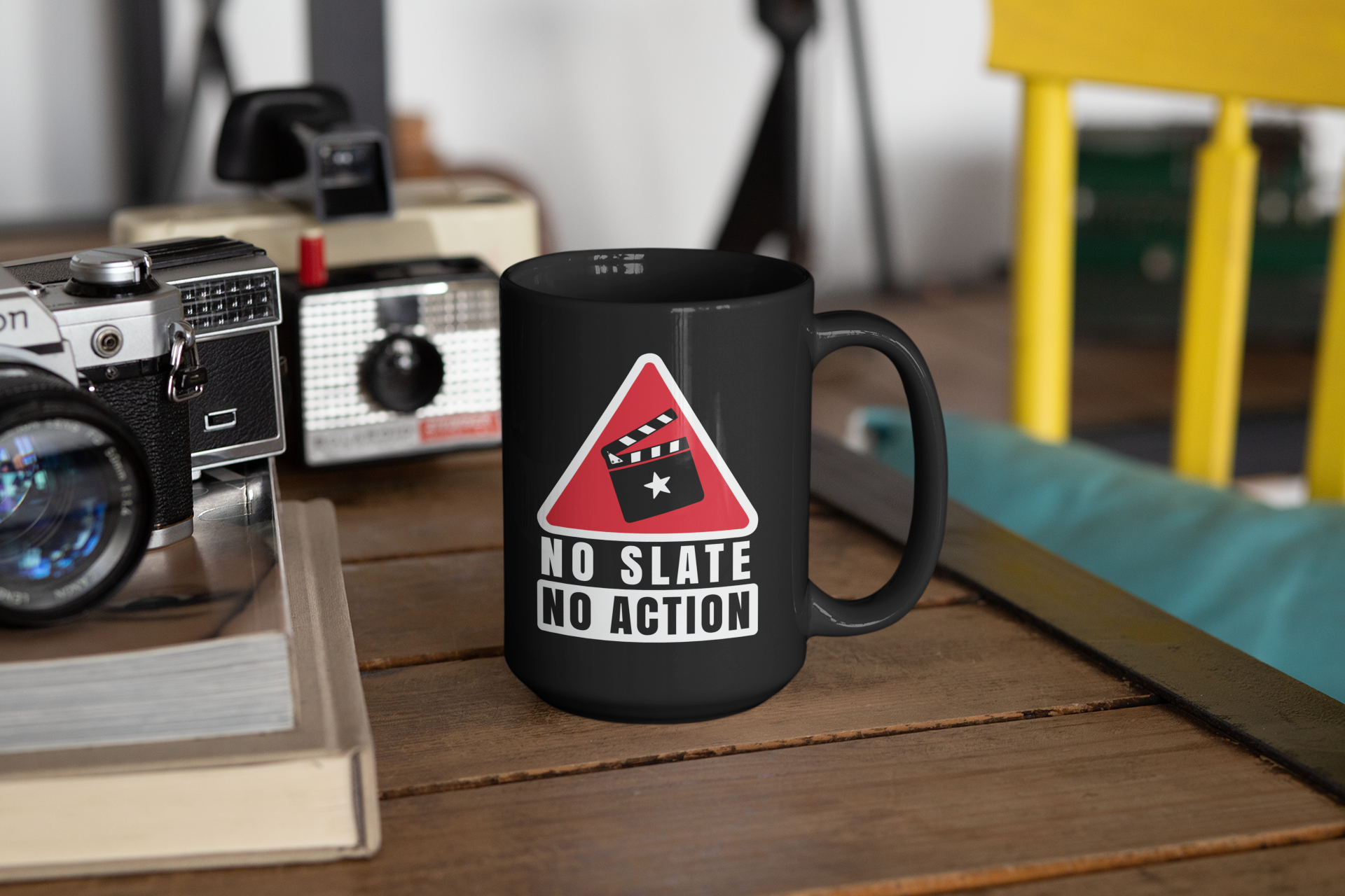 No Slate No Action Black Mug, 15oz