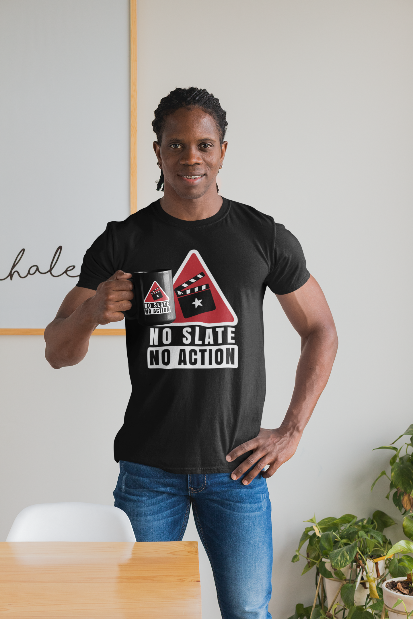 No Slate No Action Black Mug, 15oz